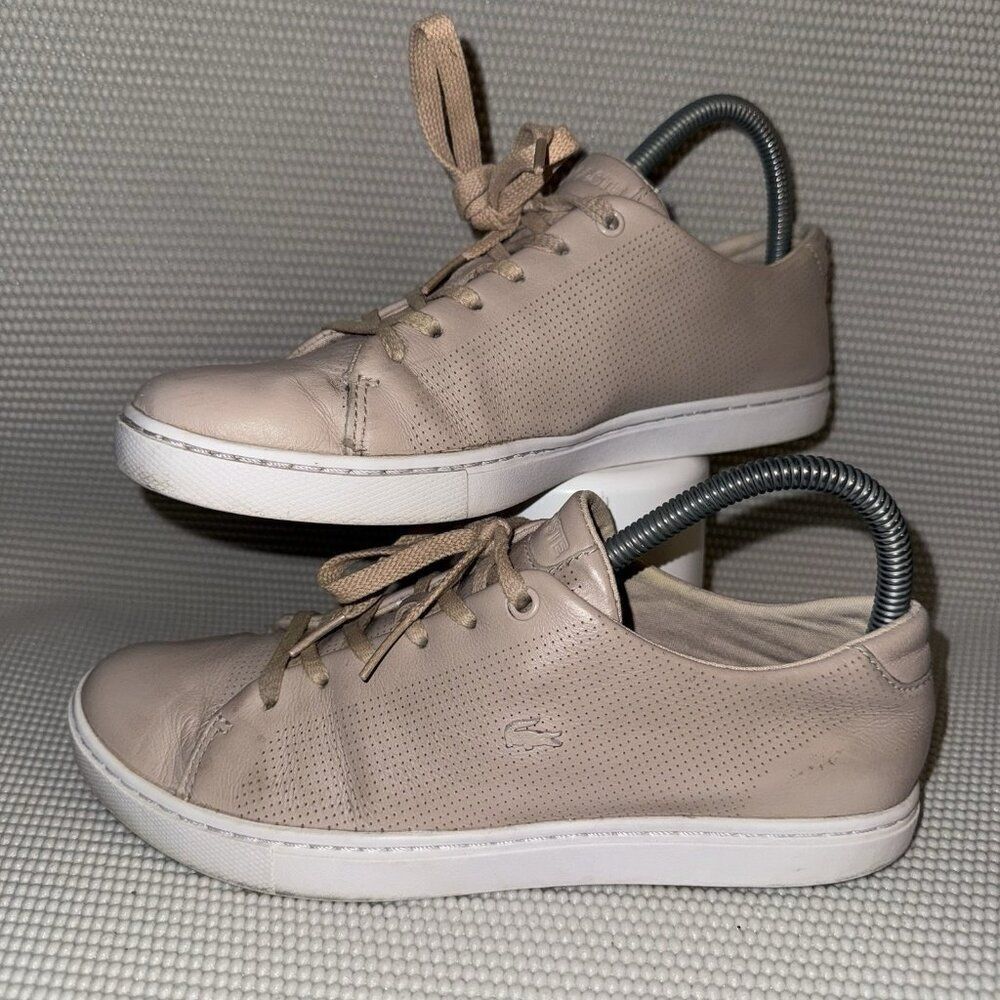 Lacoste Showcourt Lace 116 Tan Beige Casual Fashion Sneakers Shoes Womens 7